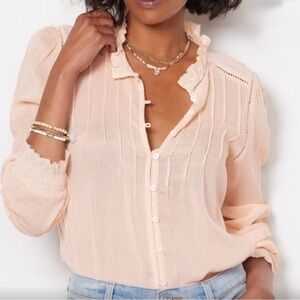 Faherty Peach Button-Up Blouse